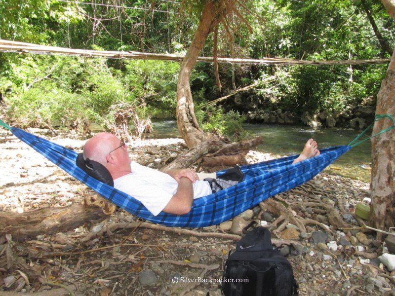 Chilling in a Hammock Republic hammock by the river in Malamputi, Antique, Philippines